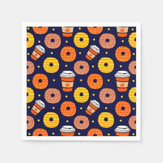 Guardanapo De Papel Rosquinhas de queda de abóbora e café Ação de Graç (Frente)