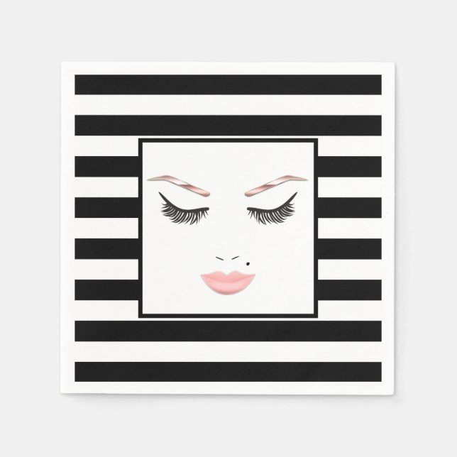 Guardanapo De Papel Rosto de Maquiagem Dourado Rosa Sobrancelhas Lábio (Frente)