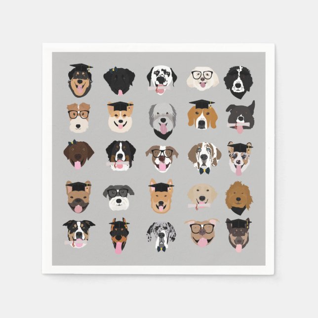 Guardanapo De Papel Rosto do Cachorro de Graduação (Frente)