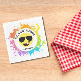 Guardanapo De Papel Rosto Feliz Fofo,Óculos de Aviador,Primeiro Aniver