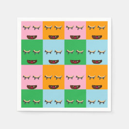 Guardanapo De Papel Rostos de blocos monstruosos sorridentes