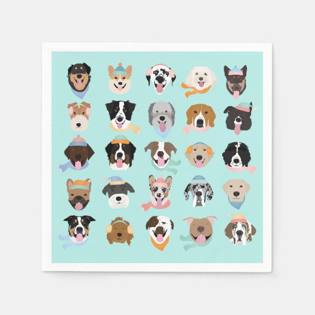 Guardanapo De Papel Rostos de Cachorro Inverno (Frente)