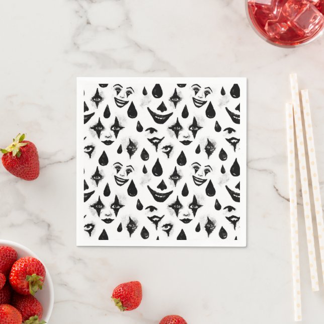 Guardanapo De Papel Rostos de Palhaço de Circo Preto e Branco Diversão (Insitu)