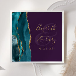 Guardanapo De Papel Rota de Ágata Casamento Roxo Dourado Teal
