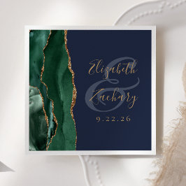 Guardanapo De Papel Roteiro de Ágata Esmeralda Verde Dourado Marinho C