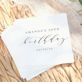 Guardanapo De Papel Roteiro de Aniversário de Adulto Elegante Caligraf