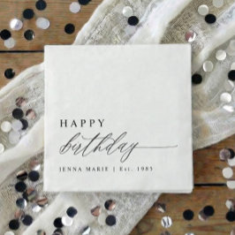 Guardanapo De Papel Roteiro de Aniversário Feliz Simples e Elegante Mo