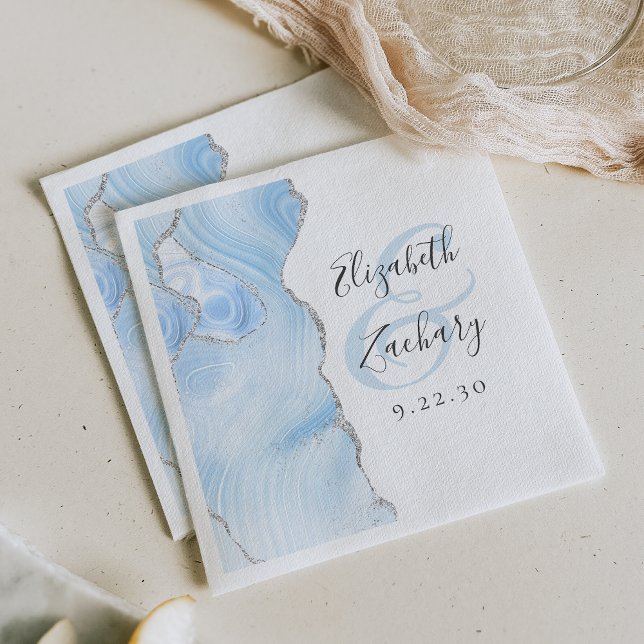 Guardanapo De Papel Roteiro de Geodo de Ágata Casamento Azul Bebê Prat (Criador carregado)