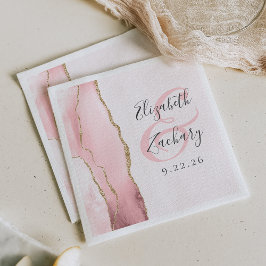 Guardanapo De Papel Roteiro de Geodo de Ágata Rosa Bege Dourado Casame