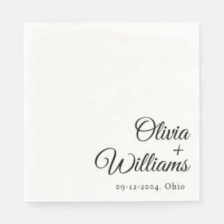Guardanapo De Papel Roteiro Minimalista Moderno | Casamento Preto e Br