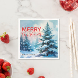 Guardanapo De Papel Roteiro Moderno Natal Xmas inverno pinheiro frente