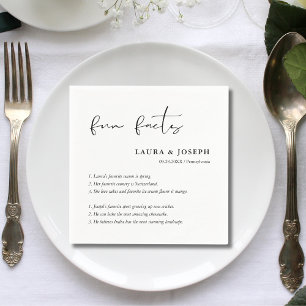 Guardanapo De Papel Roteiro Personalizado Preto Branco Casamento Fatos