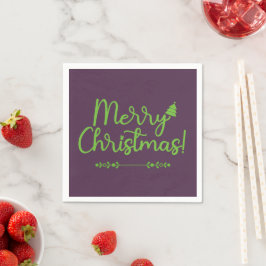 Guardanapo De Papel Roteiro Verde Feliz Natal em Papel Violeta