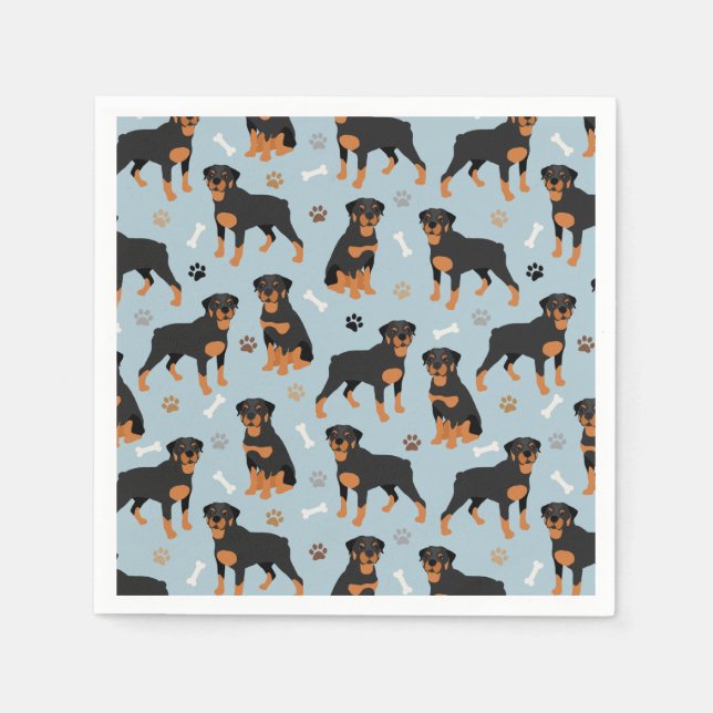 Guardanapo De Papel Rottweiler Dog Bones and Paws (Frente)