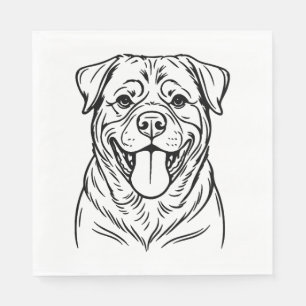 Guardanapo De Papel Rottweiler Dog Line Art - linha de arte minimalist
