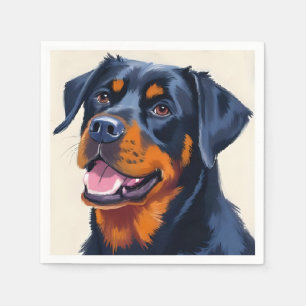 Guardanapo De Papel Rottweiler   Pintura de animal de estimação em aqu