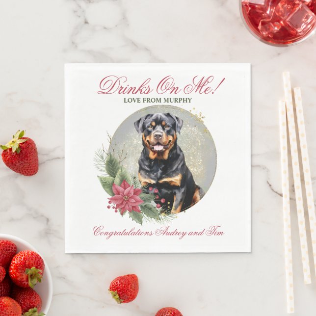 Guardanapo De Papel Rottweiler Wedding Napkins com Cães Foto (Insitu)