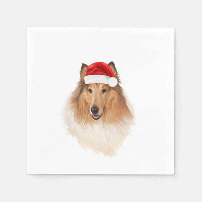 Guardanapo De Papel Rough Collie A & M Holiday Napkin (Frente)