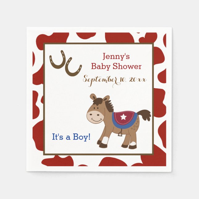 Guardanapo De Papel Round Em Up Western Horse Napkins (Frente)