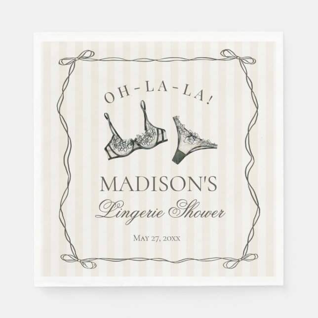 Guardanapo De Papel Roupa Íntima Preta para Chuveiro Decoração de Mesa (Frente)