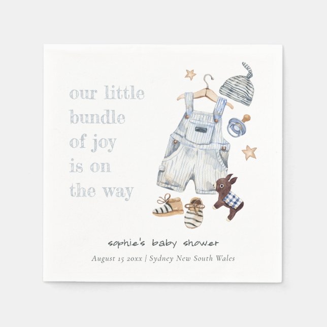 Guardanapo De Papel Roupas de bebês bonitos essenciais Chá de fraldas  (Frente)