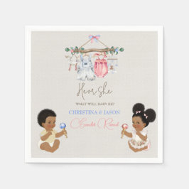 Guardanapo De Papel Roupas de bebês Sexo Revelação de marfim rosa azul