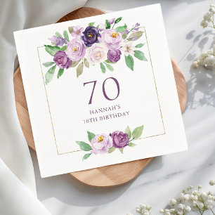 Guardanapo De Papel Roxa Violet Floral 70 Birthday