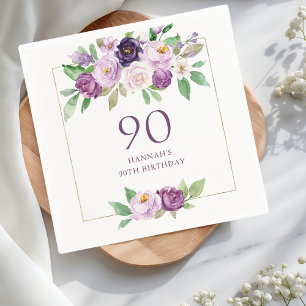 Guardanapo De Papel Roxa Violet Floral 90 Birthday