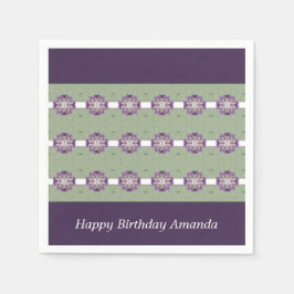 Guardanapo De Papel Roxo Acento Floral Roxo e Verde