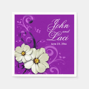Guardanapo De Papel Roxo de roda floral moderno de Curlicues