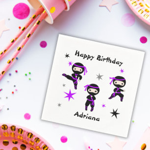 Guardanapo De Papel Roxo do Aniversário de criança do Guerreiro Ninja
