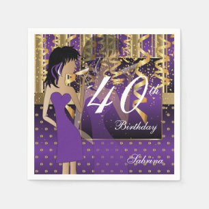 Guardanapo De Papel Roxo do divertimento   do cocktail da menina do