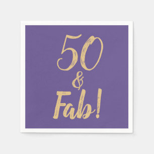 Guardanapo De Papel Roxo elegante "50 & fabuloso!" 50th Festa de