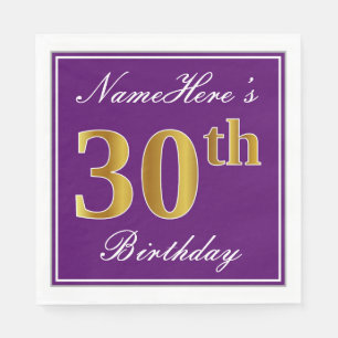 Guardanapo De Papel Roxo elegante, aniversário de 30 anos do ouro do