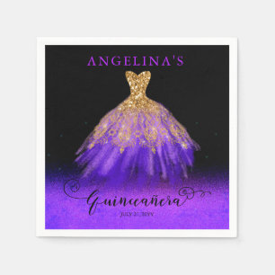 Guardanapo De Papel Roxo Elegante Dourado palhaço espanhol Quinceañe