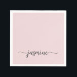 Guardanapo De Papel Roxo Feminino Minimalista Simples Monograma Script<br><div class="desc">Guardanapo de papel personalizado com monograma de nome simples e minimalista feminino em tom rosa blush. Este design apresenta seu primeiro nome em uma linda tipografia de assinatura com estilo de letra manuscrita e cauda ornamentada (ou caligrafia) sobre um fundo rosa poeira ou rosa blush pastel claro. São fáceis de...</div>