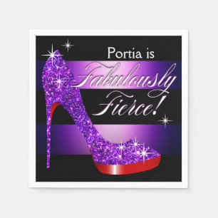 Guardanapo De Papel Roxo Glittery fabulosa feroz da listra do estilete