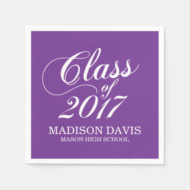 Guardanapo De Papel Roxo Moderno | Graduação Napkins (Frente)