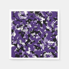 Guardanapo De Papel Roxo Preto Cinza Camuflagem Estampa Camo Festa