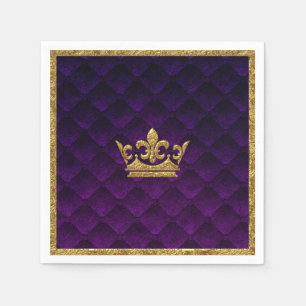 Guardanapo De Papel Roxo Real e Coroa Dourada Elegante História Real d