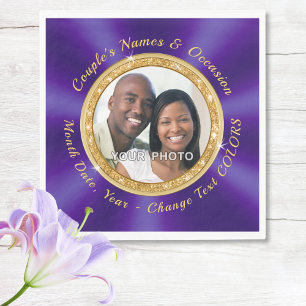 Guardanapo De Papel Roxo Real, Personalizado, Nápoles com Foto