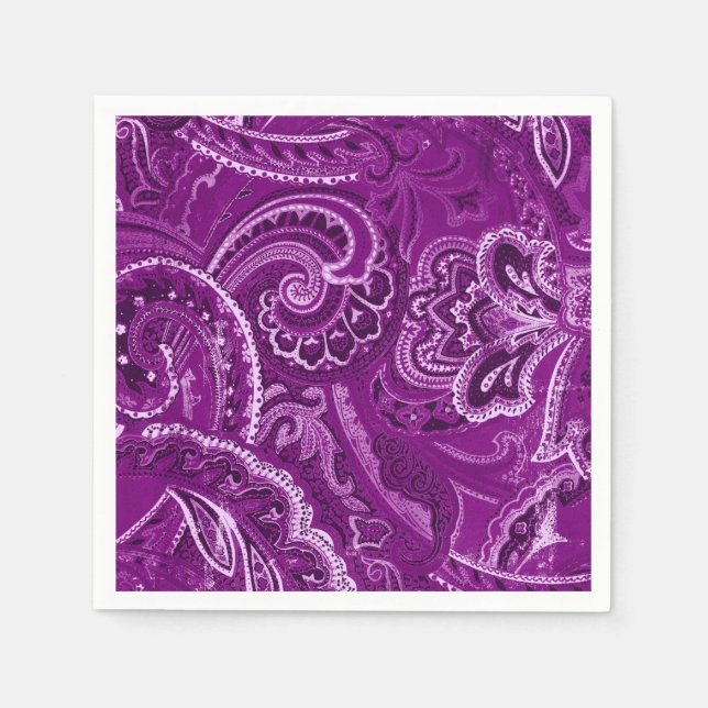 Guardanapo De Papel Roxo Retro Paisley Bandanna/Bandana (Frente)