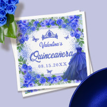 Royal Blue Glitter Frota Quinceanera