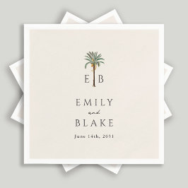 Guardanapo De Papel Royal Palm Logo Elegant Tropical Monogram Wedding