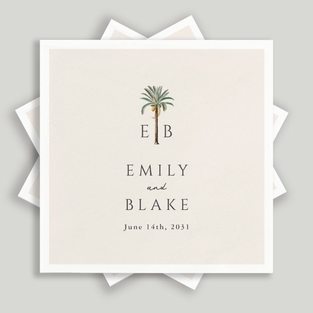 Guardanapo De Papel Royal Palm Logo Elegant Tropical Monogram Wedding (Criador carregado)