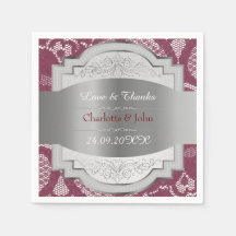 Royal Vintage Lace Personalizado Burgundy Silver
