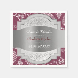 Guardanapo De Papel Royal Vintage Lace Personalizado Burgundy Silver