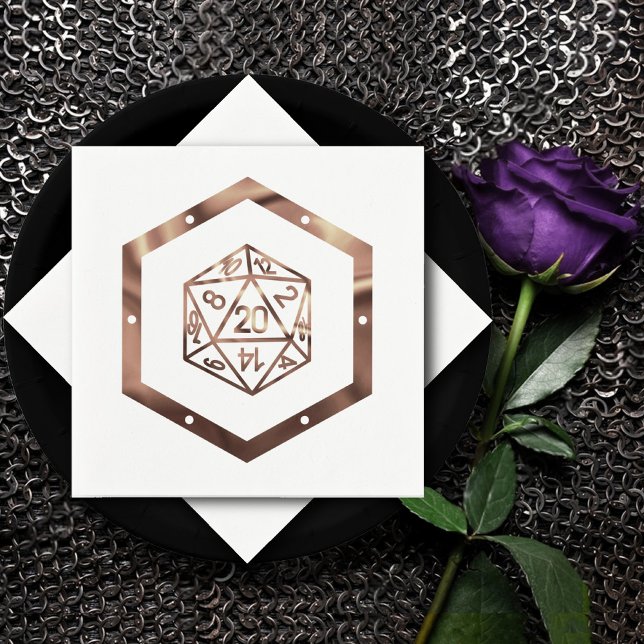 Guardanapo De Papel RPG Dice | Copper Fantasy Retro Tabletop PnP Gamer (Criador carregado)