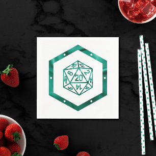 Guardanapo De Papel RPG Dice   Teal Green Fantasy Retro Tabletop Gamer