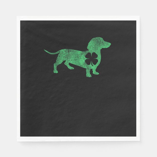 Guardanapo De Papel Rua de Shamrock Dachshund Dog. O Santo de Patrick (Frente)